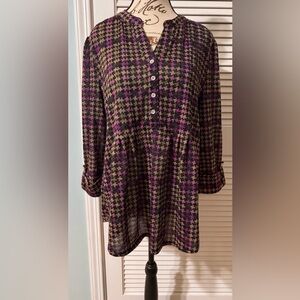 Kim Rogers Purple and Black  Cuffed Sleeve Tunic